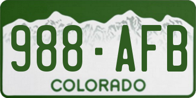 CO license plate 988AFB
