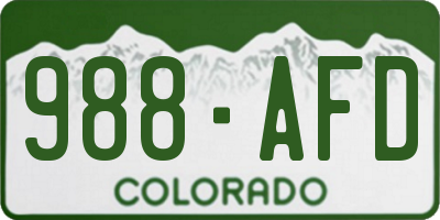 CO license plate 988AFD