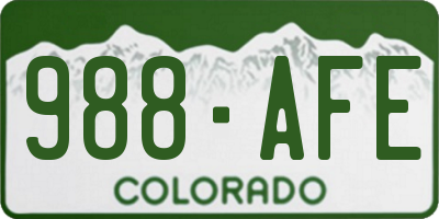 CO license plate 988AFE