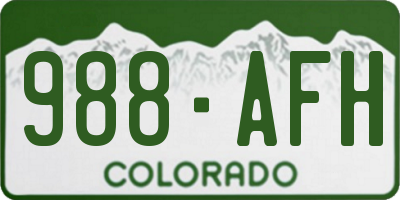 CO license plate 988AFH