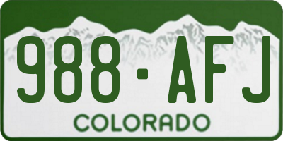 CO license plate 988AFJ