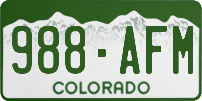 CO license plate 988AFM