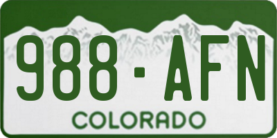 CO license plate 988AFN