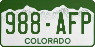 CO license plate 988AFP