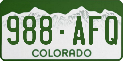 CO license plate 988AFQ