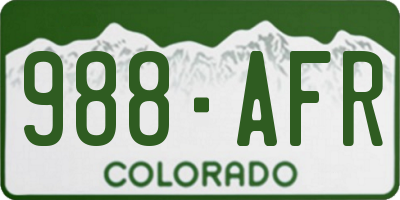 CO license plate 988AFR