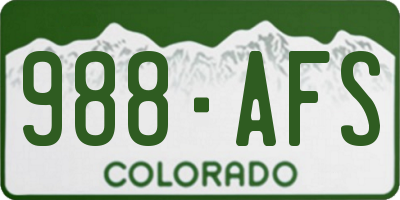 CO license plate 988AFS