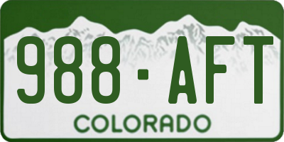CO license plate 988AFT