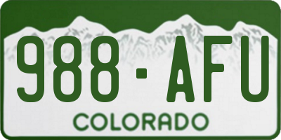 CO license plate 988AFU