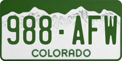 CO license plate 988AFW