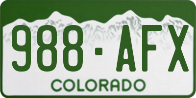 CO license plate 988AFX