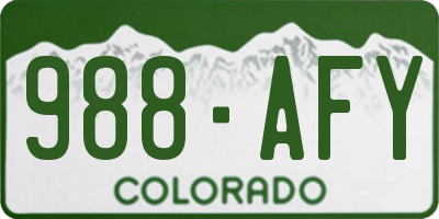 CO license plate 988AFY