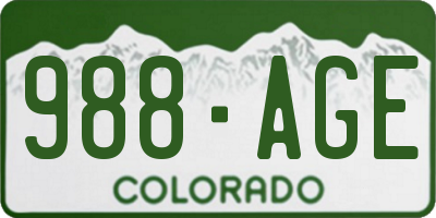 CO license plate 988AGE