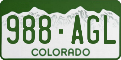 CO license plate 988AGL