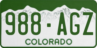 CO license plate 988AGZ
