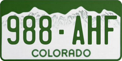CO license plate 988AHF