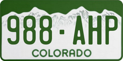 CO license plate 988AHP