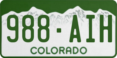 CO license plate 988AIH
