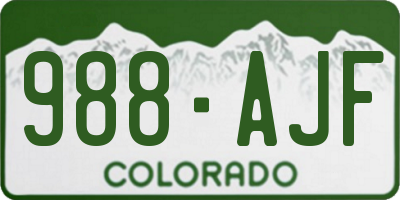 CO license plate 988AJF
