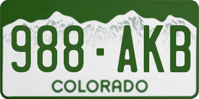 CO license plate 988AKB