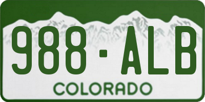 CO license plate 988ALB