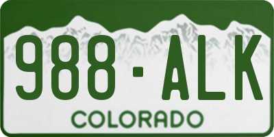 CO license plate 988ALK