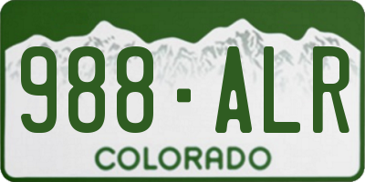 CO license plate 988ALR