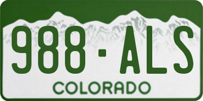 CO license plate 988ALS