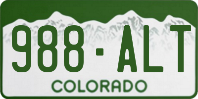 CO license plate 988ALT