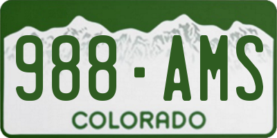 CO license plate 988AMS