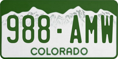 CO license plate 988AMW