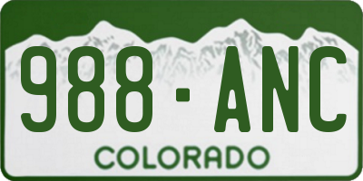 CO license plate 988ANC
