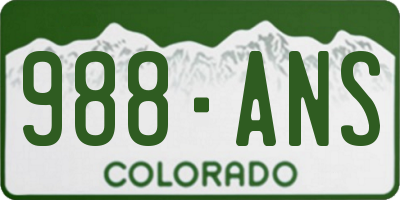 CO license plate 988ANS