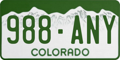 CO license plate 988ANY