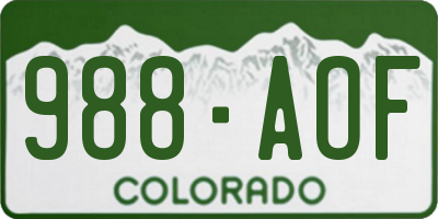 CO license plate 988AOF