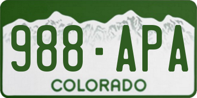 CO license plate 988APA