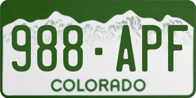CO license plate 988APF