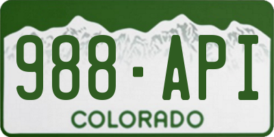 CO license plate 988API