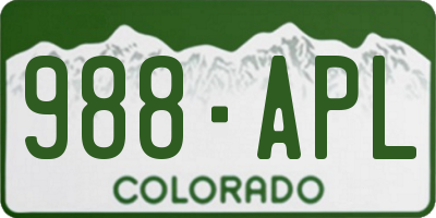 CO license plate 988APL