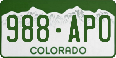 CO license plate 988APO