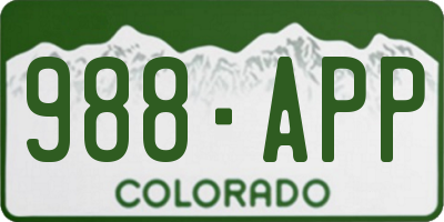 CO license plate 988APP