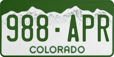 CO license plate 988APR
