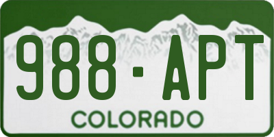 CO license plate 988APT