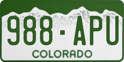 CO license plate 988APU