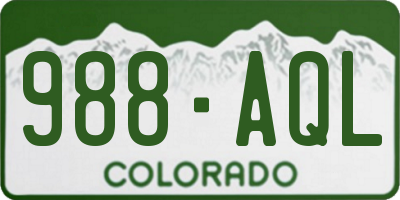 CO license plate 988AQL