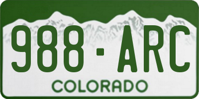 CO license plate 988ARC