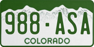 CO license plate 988ASA