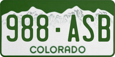 CO license plate 988ASB
