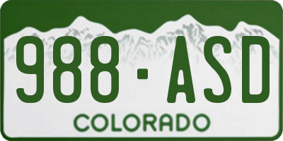 CO license plate 988ASD