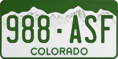 CO license plate 988ASF